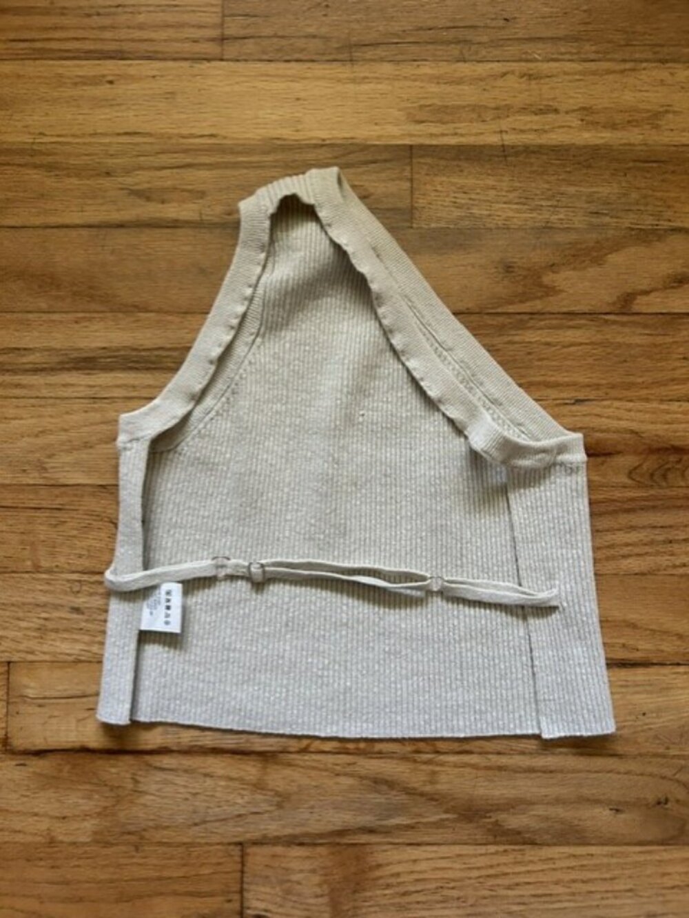 Jacquemus Beige Ribbed Linen Halter Crop Top Size 36 (US 2-4) Made in Portugal - Picture 3 of 5